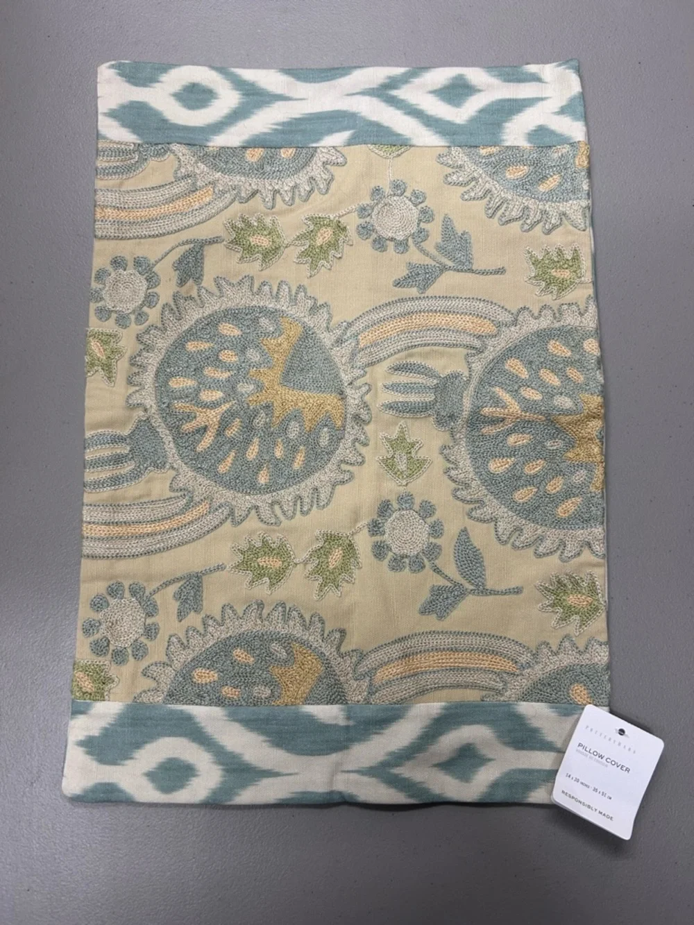 Pottery Barn Aisha Embroidered Lumbar Pillow Cover 14